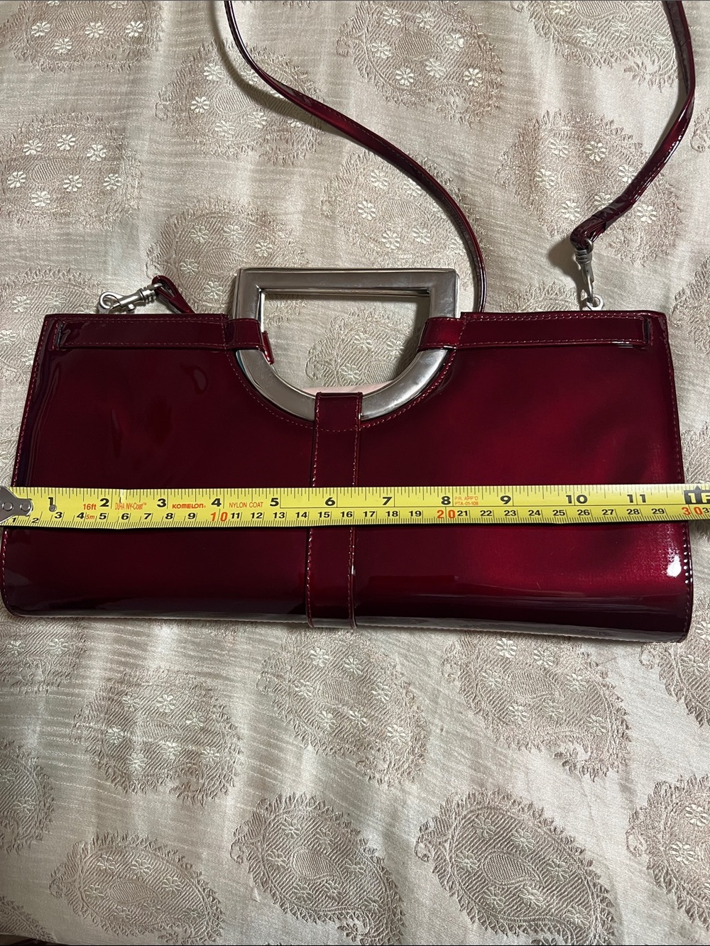 Stuart Weitzman Patent Leather Shoulder Bag - Fire Quasar Red - Picture 3 of 5